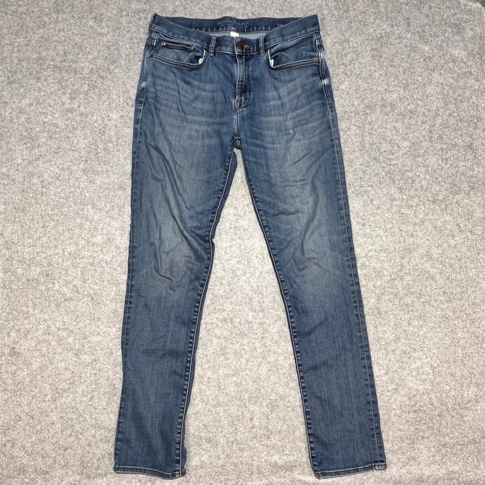 Banana Republic Luxe Traveler Slim Fit Jeans Blue 32x34 Mens Lyocell Stretch - Picture 2 of 10